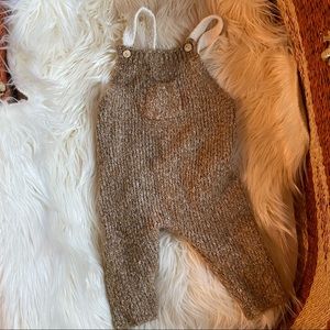 Neutral knit Zara baby mustard color overalls